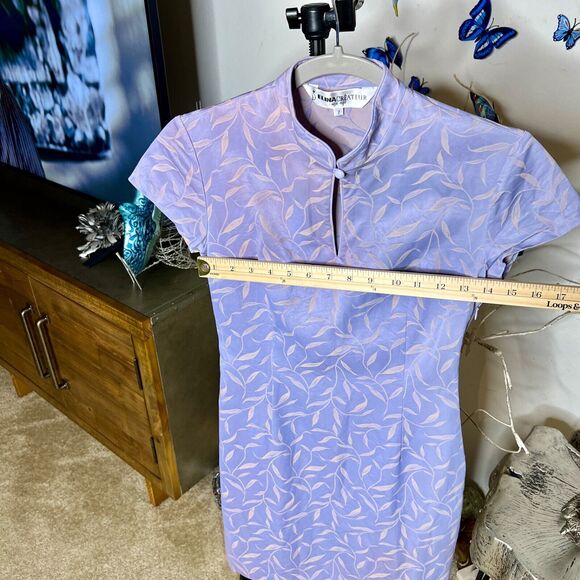 ELINA CREATEUR Women’s DRESS Lilac Two Tone Iridescent Stretch Fabric SIZE 7 - Picture 10 of 11